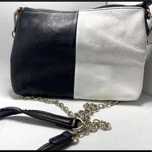 Black and white purse with chain strap